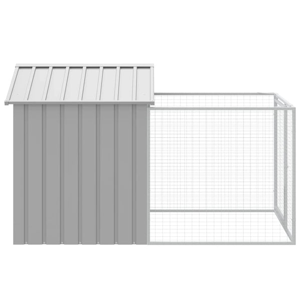 vidaXL Dog Kennel with Run Light Grey 117x201x123 cm Galvanized Steel