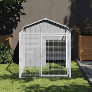 vidaXL Dog Kennel with Run Light Grey 117x201x123 cm Galvanized Steel
