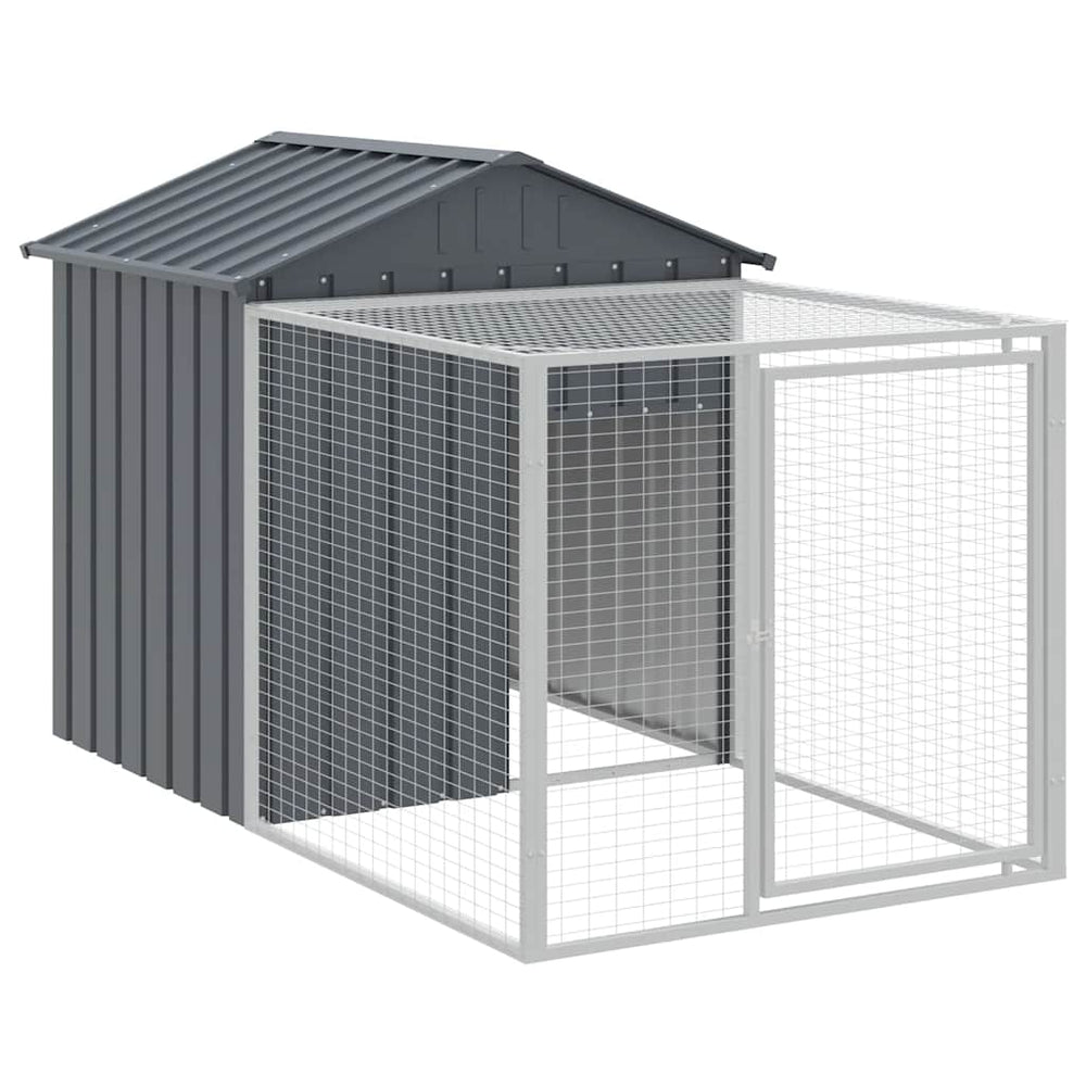 vidaXL Chicken Coop with Run Anthracite 117x201x123 cm Galvanized Steel