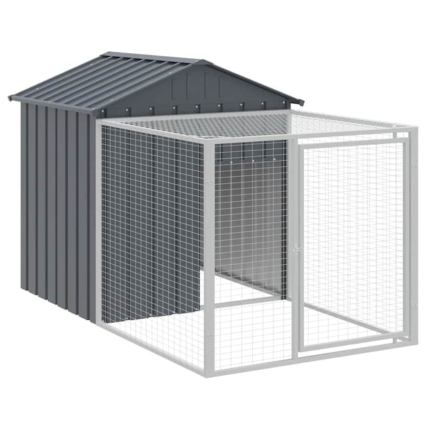 vidaXL Chicken Coop with Run Anthracite 117x201x123 cm Galvanized Steel