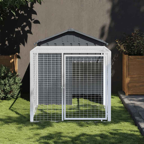 vidaXL Chicken Coop with Run Anthracite 117x201x123 cm Galvanized Steel