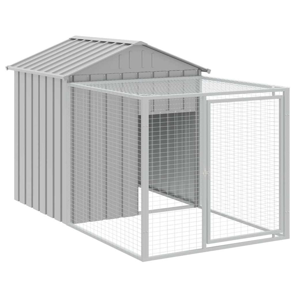 vidaXL Chicken Coop with Run Light Gray 117 x 201 x 123 cm Galvanized Steel