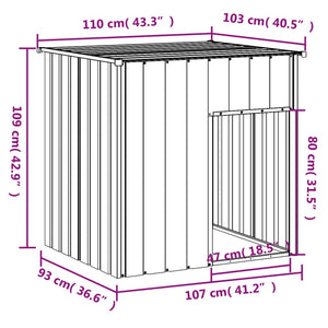 vidaXL Dog Kennel with Roof Anthracite 110x103x109 cm Galvanized Steel