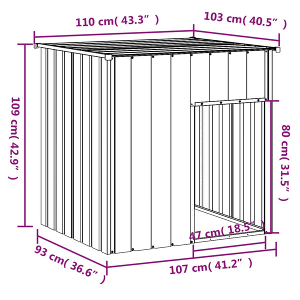 vidaXL Dog Kennel with Roof Anthracite 110x103x109 cm Galvanized Steel