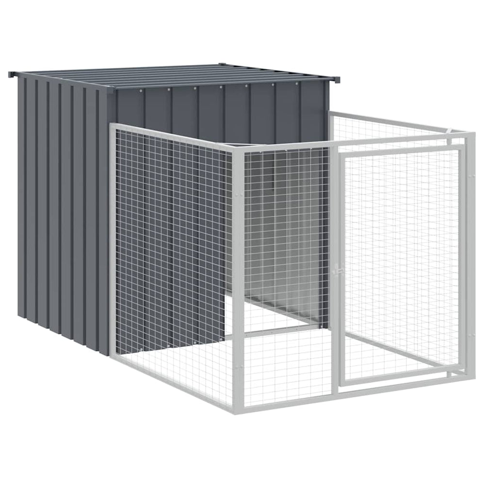 vidaXL Dog Kennel with Run Anthracite 110x201x110cm Galvanized Steel