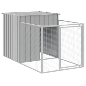 vidaXL Dog Kennel with Run Light Grey 110 x 201 x 110 cm Galvanized Steel