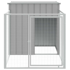 vidaXL Dog Kennel with Run Light Grey 110 x 201 x 110 cm Galvanized Steel
