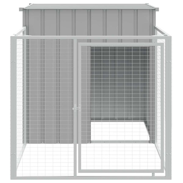 vidaXL Dog Kennel with Run Light Grey 110 x 201 x 110 cm Galvanized Steel