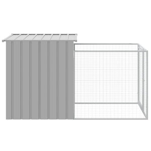 vidaXL Dog Kennel with Run Light Grey 110 x 201 x 110 cm Galvanized Steel