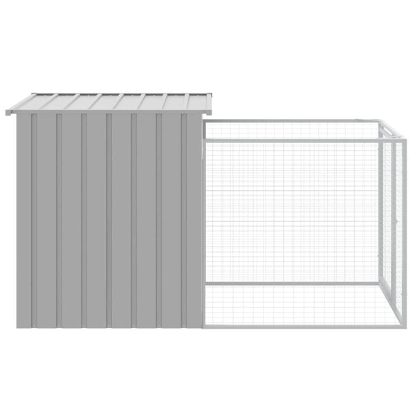 vidaXL Dog Kennel with Run Light Grey 110 x 201 x 110 cm Galvanized Steel
