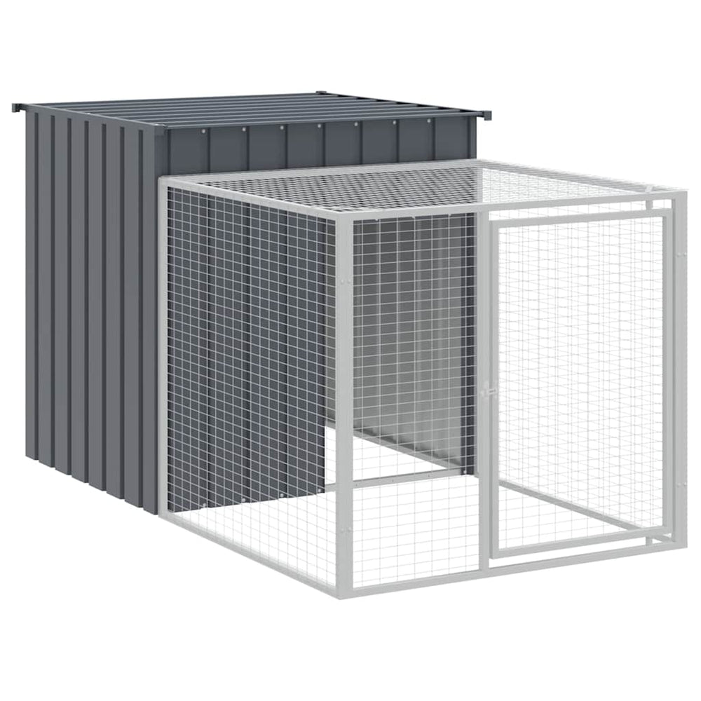 vidaXL Chicken Coop with Run Anthracite 110x201x110 cm Galvanized Steel