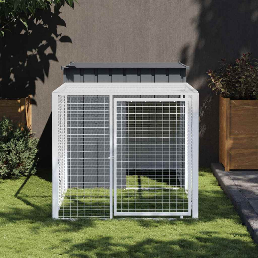 vidaXL Chicken Coop with Run Anthracite 110x201x110 cm Galvanized Steel