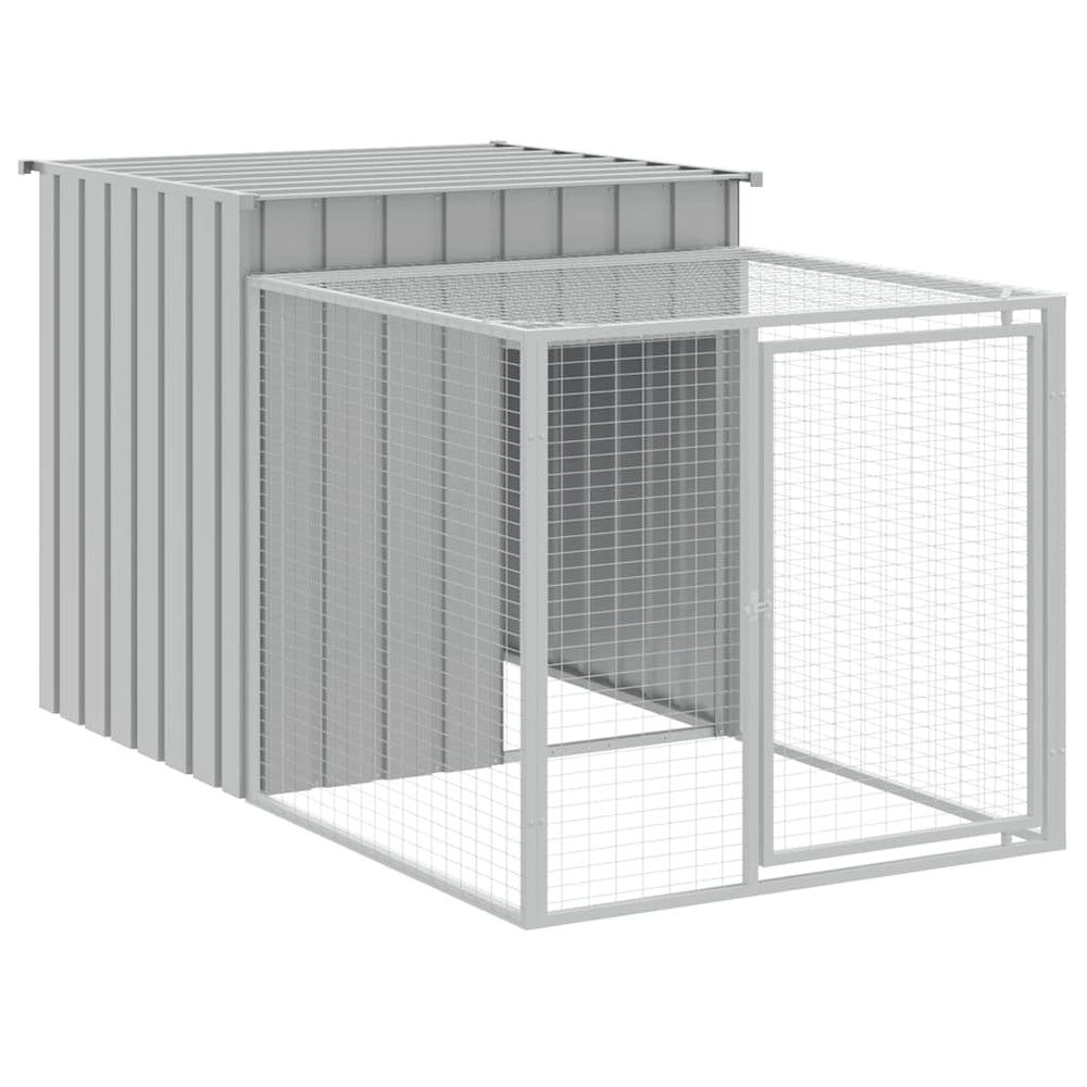 vidaXL Chicken Coop with Run Light Gray 110 x 201 x 110 cm Galvanized Steel