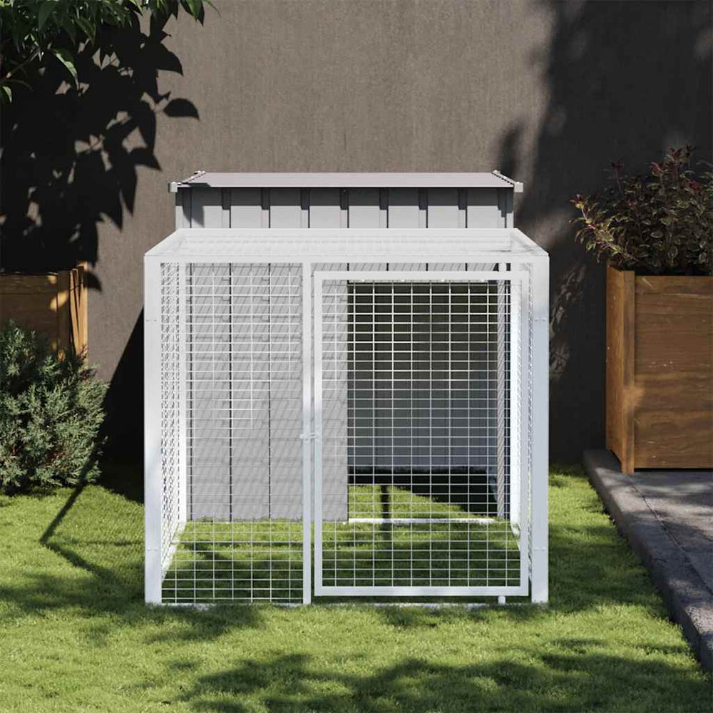 vidaXL Chicken Coop with Run Light Gray 110 x 201 x 110 cm Galvanized Steel