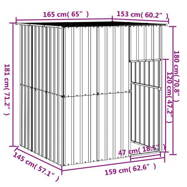 vidaXL Dog Kennel with Roof Anthracite 165x153x181 cm Galvanized Steel