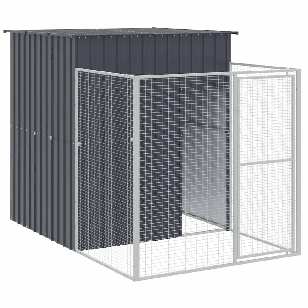 vidaXL Dog Kennel with Run Anthracite 165x251x181cm Galvanized Steel