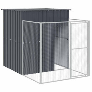 vidaXL Dog Kennel with Run Anthracite 165x251x181cm Galvanized Steel