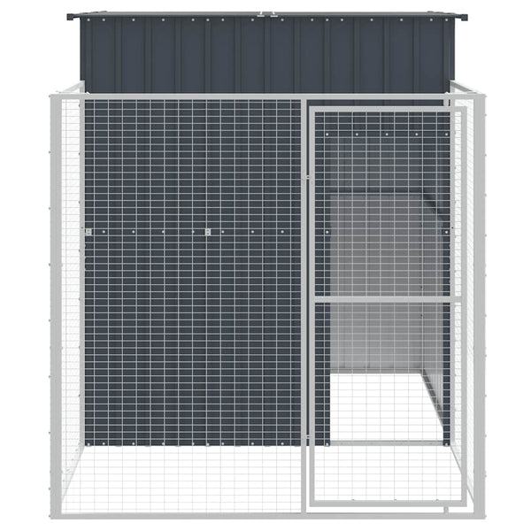 vidaXL Dog Kennel with Run Anthracite 165x251x181cm Galvanized Steel