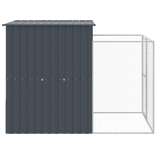 vidaXL Dog Kennel with Run Anthracite 165x251x181cm Galvanized Steel