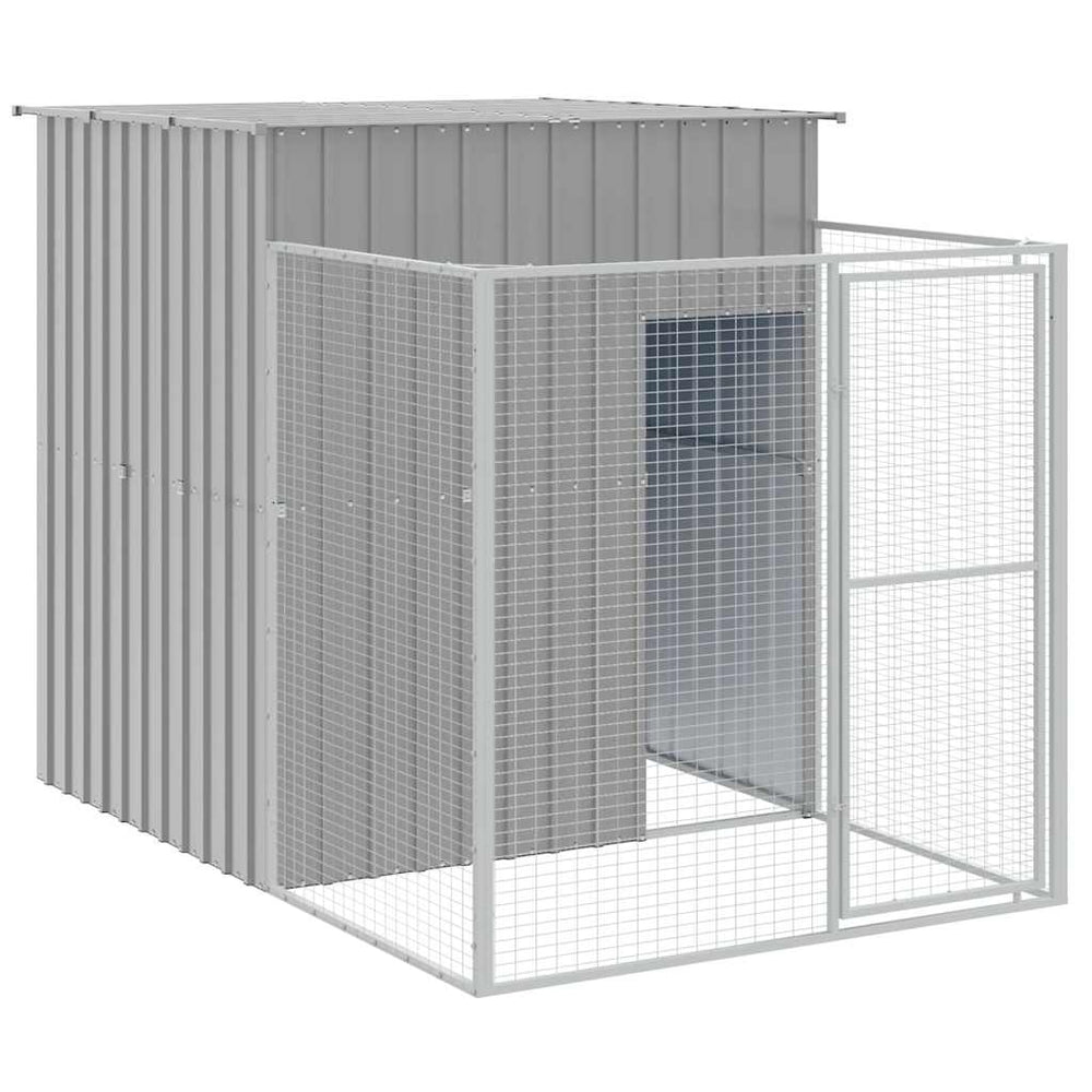 vidaXL Dog Kennel with Run Light Grey 165x251x181 cm Galvanised Steel