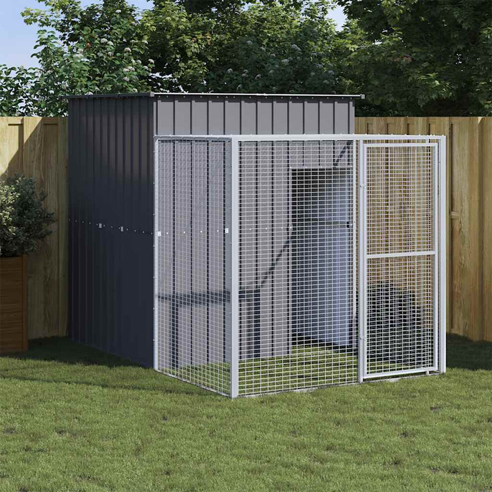 vidaXL Chicken Coop with Run Anthracite 165x251x181 cm Galvanized Steel