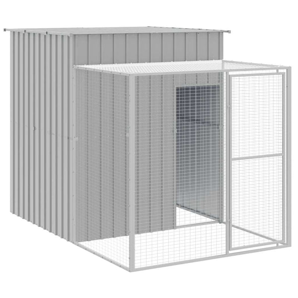 vidaXL Chicken Coop with Run Light Grey 165x251x181 cm Galvanized Steel