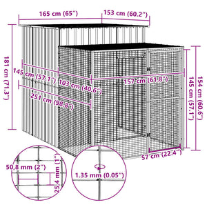 vidaXL Chicken Coop with Run Light Grey 165x251x181 cm Galvanized Steel