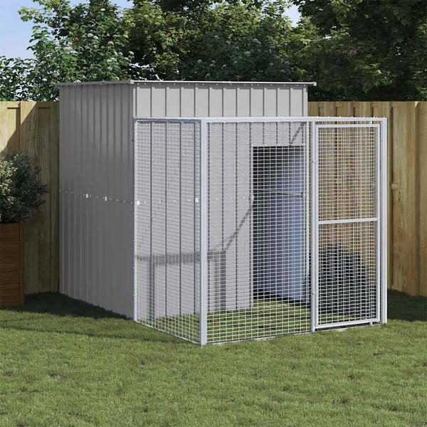vidaXL Chicken Coop with Run Light Grey 165x251x181 cm Galvanized Steel