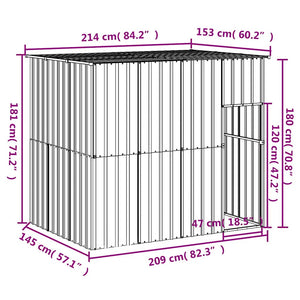 vidaXL Dog Kennel with Roof Anthracite 214x153x181 cm Galvanized Steel