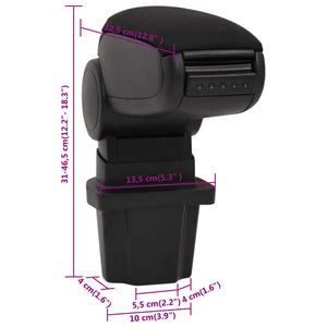 vidaXL Car Armrest Black 13.5x32.5x(31-46.5) cm ABS