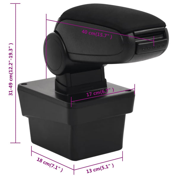 vidaXL Car Armrest Black 17x40x(31-49) cm ABS