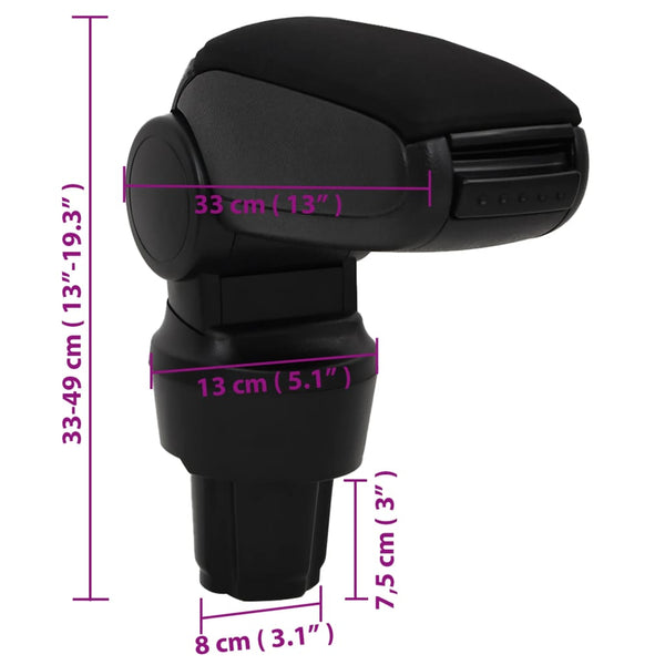 vidaXL Car Armrest Black 13x33x(33-49) cm ABS