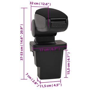vidaXL Car Armrest Black 17x32x(37-53) cm ABS