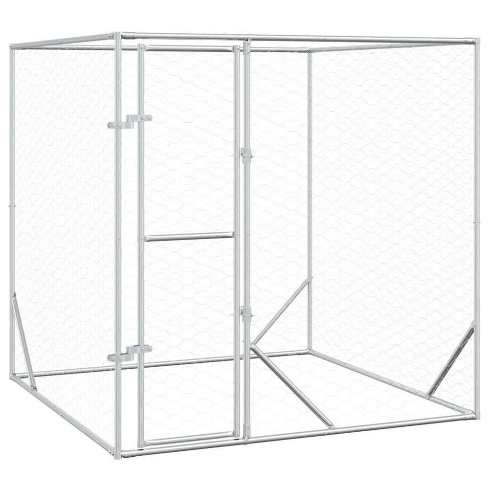vidaXL Outdoor Dog Kennel Silver 2x2x2 m Galvanized Steel