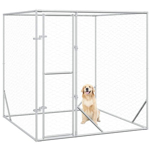 vidaXL Outdoor Dog Kennel Silver 2x2x2 m Galvanized Steel