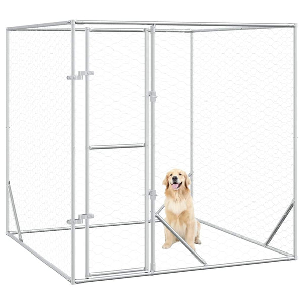 vidaXL Outdoor Dog Kennel Silver 2x2x2 m Galvanized Steel