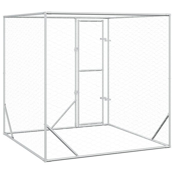 vidaXL Outdoor Dog Kennel Silver 2x2x2 m Galvanized Steel
