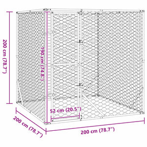 vidaXL Outdoor Dog Kennel Silver 2x2x2 m Galvanized Steel
