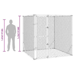 vidaXL Outdoor Dog Kennel Silver 2x2x2 m Galvanized Steel