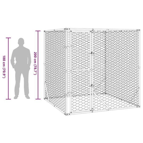 vidaXL Outdoor Dog Kennel Silver 2x2x2 m Galvanized Steel