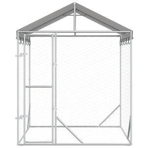vidaXL Outdoor Dog Kennel with Roof Silver 2x2x2.5 m Galvanized Steel