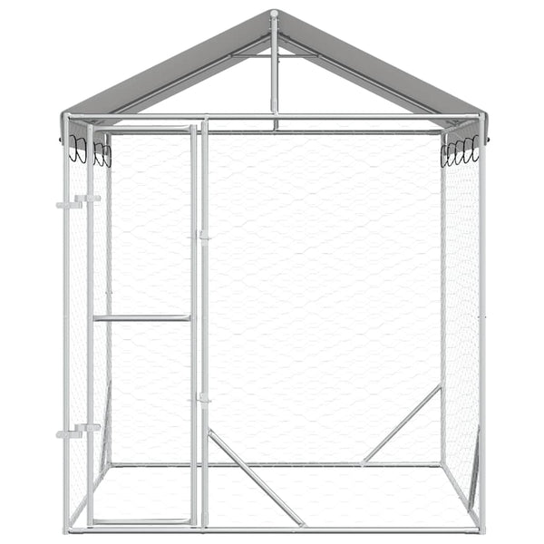 vidaXL Outdoor Dog Kennel with Roof Silver 2x2x2.5 m Galvanized Steel