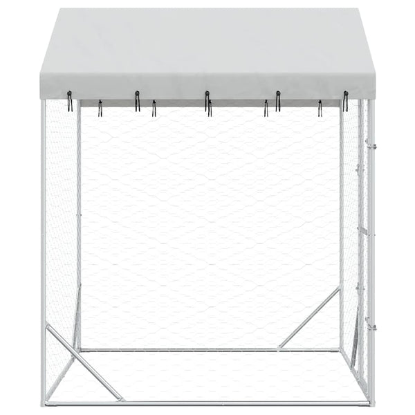 vidaXL Outdoor Dog Kennel with Roof Silver 2x2x2.5 m Galvanized Steel
