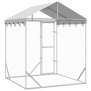 vidaXL Outdoor Dog Kennel with Roof Silver 2x2x2.5 m Galvanized Steel