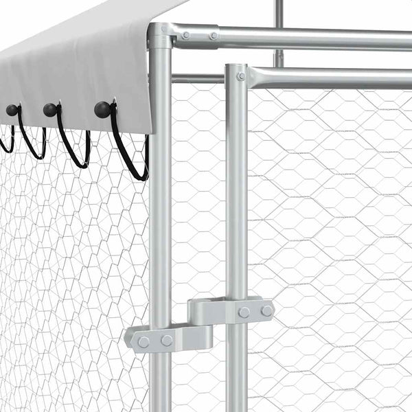 vidaXL Outdoor Dog Kennel with Roof Silver 2x2x2.5 m Galvanized Steel