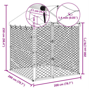 vidaXL Outdoor Dog Kennel with Roof Silver 2x2x2.5 m Galvanized Steel