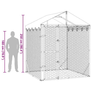 vidaXL Outdoor Dog Kennel with Roof Silver 2x2x2.5 m Galvanized Steel