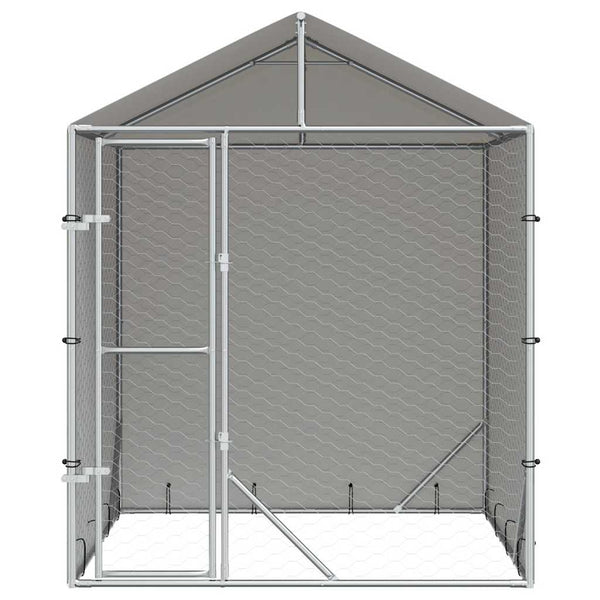 vidaXL Outdoor Dog Kennel with Roof Silver 2x2x2.5 m Galvanized Steel