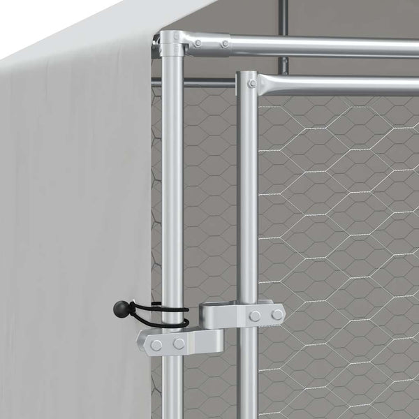 vidaXL Outdoor Dog Kennel with Roof Silver 2x2x2.5 m Galvanized Steel