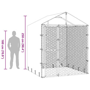 vidaXL Outdoor Dog Kennel with Roof Silver 2x2x2.5 m Galvanized Steel